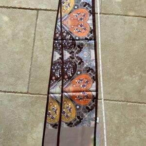 Colorful Patterned double sided silk scarf. Never worn, new
